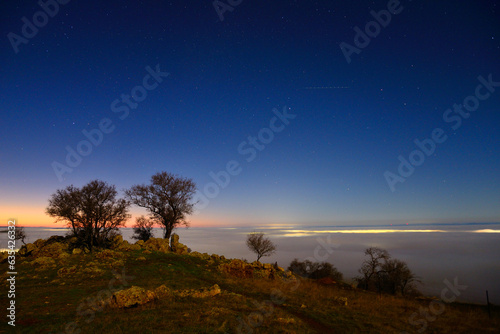 Almagro, Spain - January 4, 2023. Landscape and rural night environment near the town of Almagro, Spain.