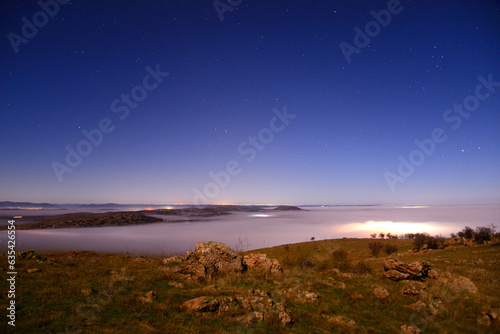 Almagro, Spain - January 4, 2023. Landscape and rural night environment near the town of Almagro, Spain.