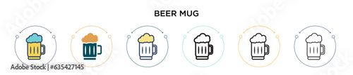 Beer mug icon in filled, thin line, outline and stroke style. Vector illustration of two colored and black beer mug vector icons designs can be used for mobile, ui, web