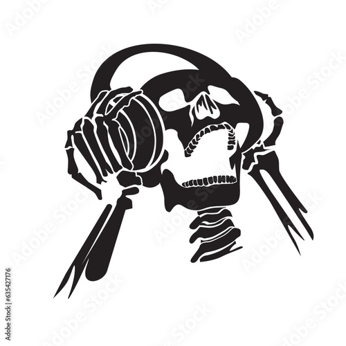 Illustration Totenkopf mit Kopfhörer