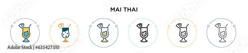 Mai thai icon in filled, thin line, outline and stroke style. Vector illustration of two colored and black mai thai vector icons designs can be used for mobile, ui, web