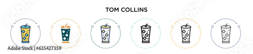 Tom collins icon in filled, thin line, outline and stroke style. Vector illustration of two colored and black tom collins vector icons designs can be used for mobile, ui, web