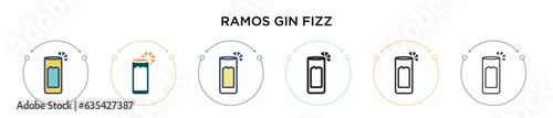 Ramos gin fizz icon in filled, thin line, outline and stroke style. Vector illustration of two colored and black ramos gin fizz vector icons designs can be used for mobile, ui, web