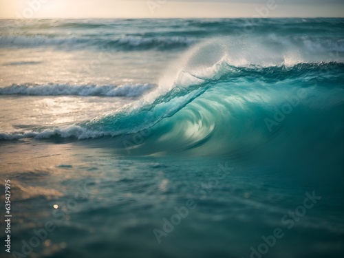 photoreal ocean wave background for web banner or backdrop.  AI generative. © Arafatul