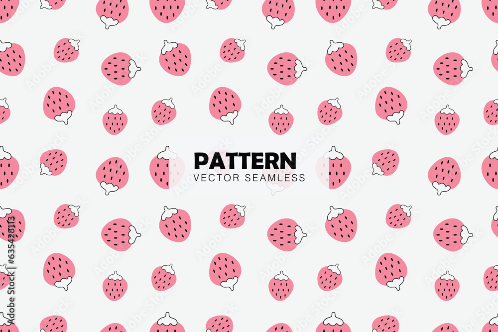 Pink strawberry cute shape seamless repeat pattern