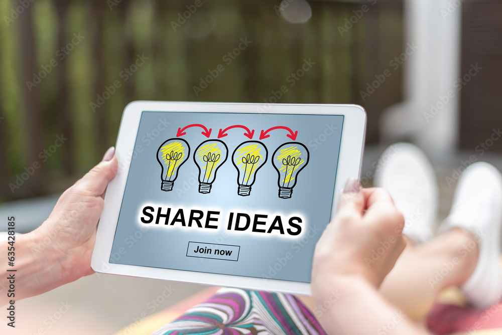 Share ideas concept on a tablet Share ideas concept on a tablet