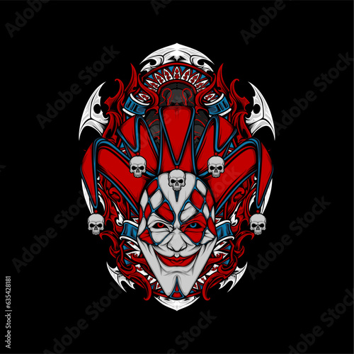 scary clown illustration for t shirt design