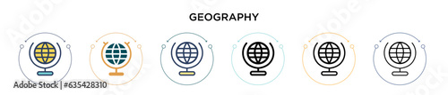 Geography icon in filled  thin line  outline and stroke style. Vector illustration of two colored and black geography vector icons designs can be used for mobile  ui  web