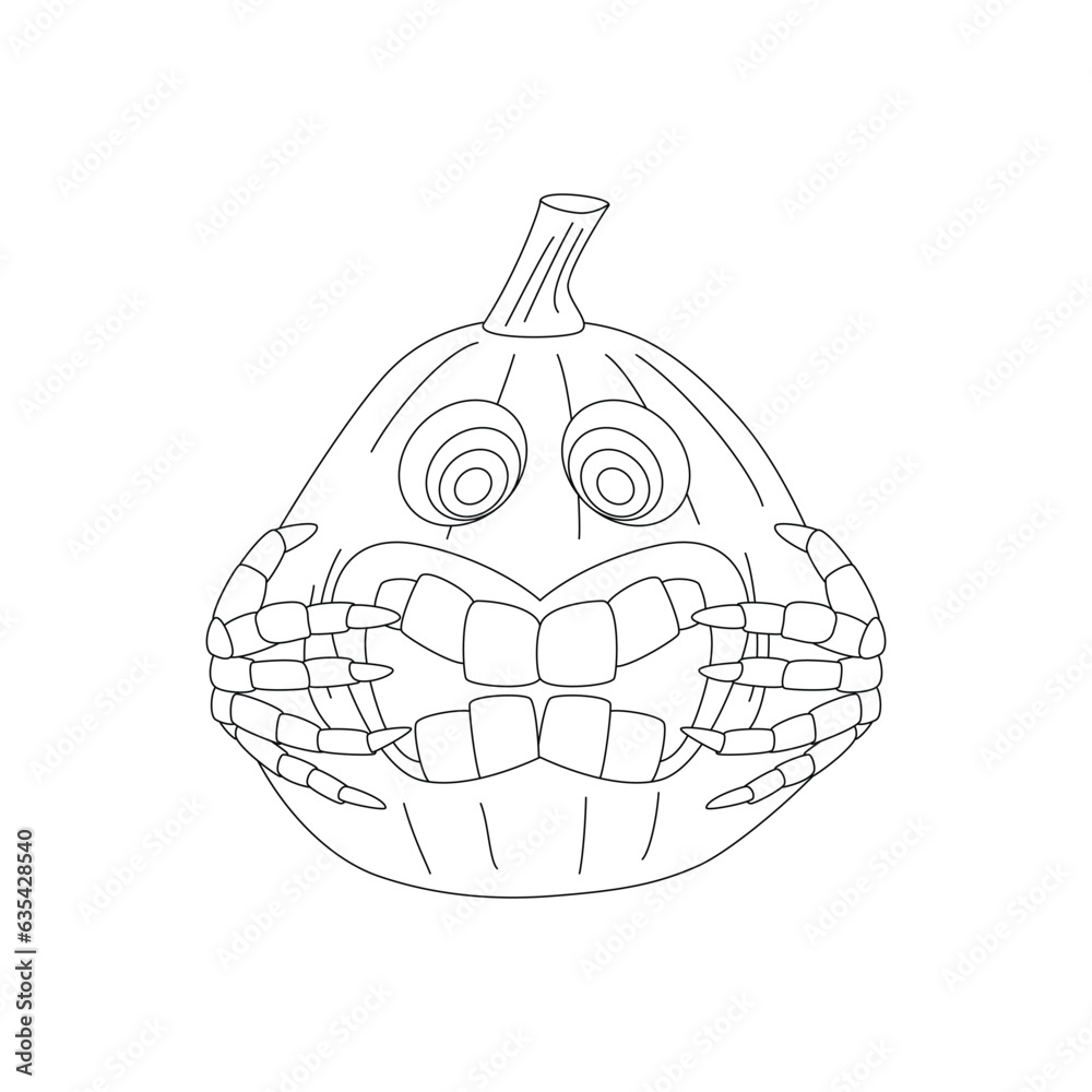 Halloween pumpkins, autumn holiday. A pumpkin with a carved smile. Line art. Halloween pumpkins, autumn holiday. A pumpkin with a carved smile. Line art.