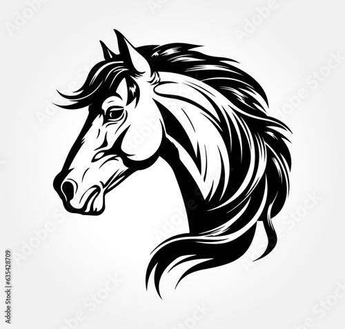 Fototapeta Naklejka Na Ścianę i Meble -  Pferd Silhouette Vektor Logo Symbol