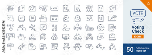 Vote icons Pixel perfect. Candidates, form, checklist, ....