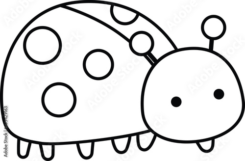 a vector of a ladybug in black and white coloring
