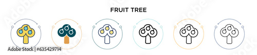 Fruit tree icon in filled, thin line, outline and stroke style. Vector illustration of two colored and black fruit tree vector icons designs can be used for mobile, ui, web