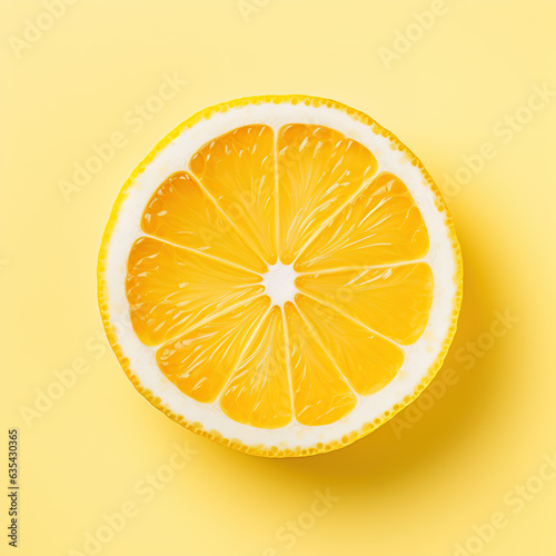 slice of orange on a yellow background