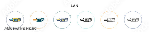Lan icon in filled, thin line, outline and stroke style. Vector illustration of two colored and black lan vector icons designs can be used for mobile, ui, web