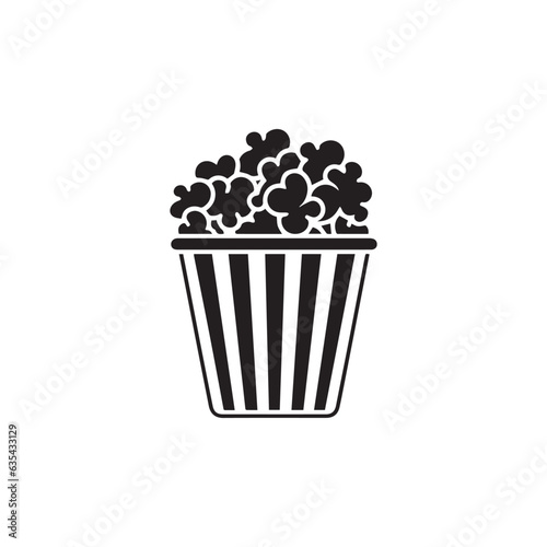 Popcorn Icon Vector logo in black and white 