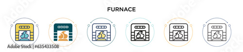 Furnace icon in filled, thin line, outline and stroke style. Vector illustration of two colored and black furnace vector icons designs can be used for mobile, ui, web