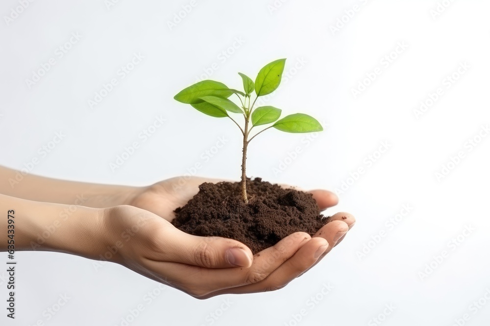 hand holding seeding plant and isolated white background hand holding seeding plant and isolated white background