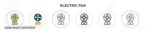 Electric fan icon in filled, thin line, outline and stroke style. Vector illustration of two colored and black electric fan vector icons designs can be used for mobile, ui, web