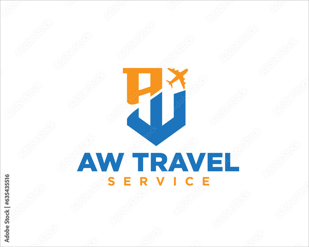 aw travel logo designs simple modern for traveling and transport logo