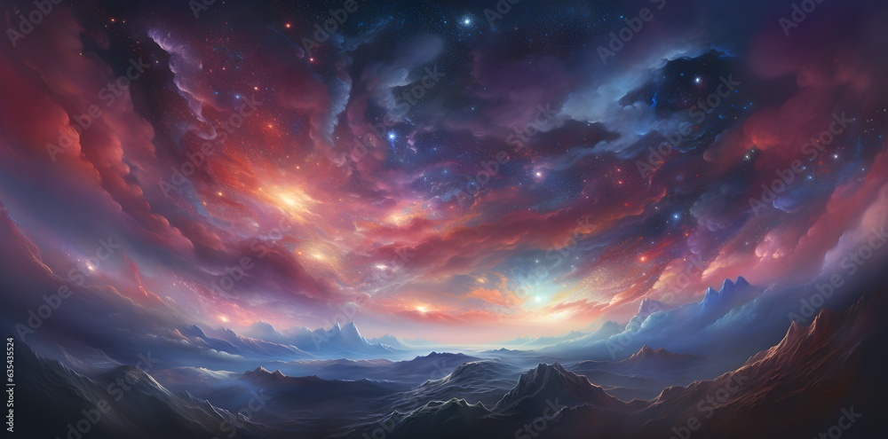 Fototapeta premium beautiful and colorful nebula in space. generative AI illustration.