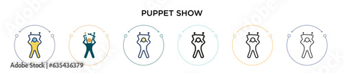 Puppet show icon in filled, thin line, outline and stroke style. Vector illustration of two colored and black puppet show vector icons designs can be used for mobile, ui, web