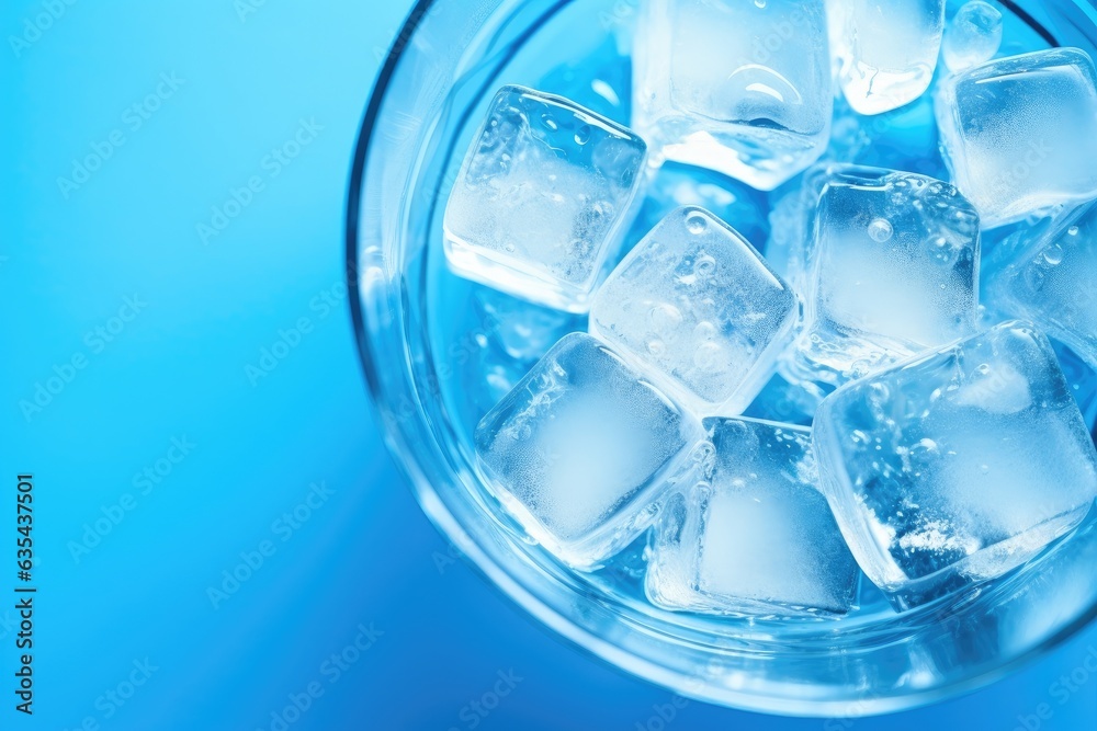 Ice cubes in a glass with crystal clear water Ice cubes in a glass with crystal clear water