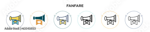Fanfare icon in filled, thin line, outline and stroke style. Vector illustration of two colored and black fanfare vector icons designs can be used for mobile, ui, web