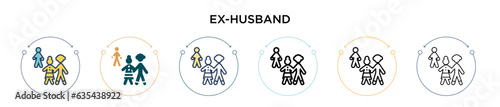 Ex-husband icon in filled, thin line, outline and stroke style. Vector illustration of two colored and black ex-husband vector icons designs can be used for mobile, ui, web