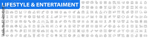 Lifestyle and entertainment Big icon set. Thin line icons, Vector illustration