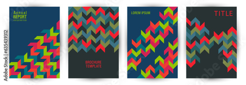 Educational catalog cover page mokup set vector design. Swiss style premium title page mockup set