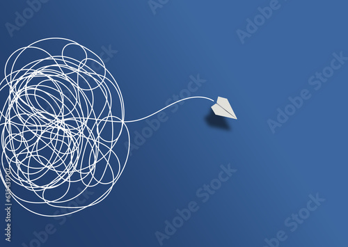 finding solution for problem concept with paper plane flying confusing flight path before getting on course
