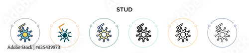 Stud icon in filled, thin line, outline and stroke style. Vector illustration of two colored and black stud vector icons designs can be used for mobile, ui, web