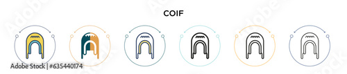 Coif icon in filled, thin line, outline and stroke style. Vector illustration of two colored and black coif vector icons designs can be used for mobile, ui, web
