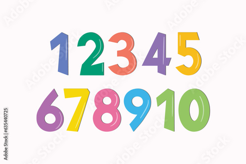 Set of colorful numbers. Vector illustration. Template elements for greeting card  web design. Mathematics educational children game