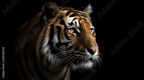 Tiger on a black background  created with Generative AI technology.