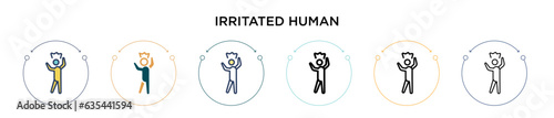 Irritated human icon in filled, thin line, outline and stroke style. Vector illustration of two colored and black irritated human vector icons designs can be used for mobile, ui, web