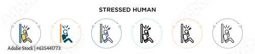 Stressed human icon in filled, thin line, outline and stroke style. Vector illustration of two colored and black stressed human vector icons designs can be used for mobile, ui, web