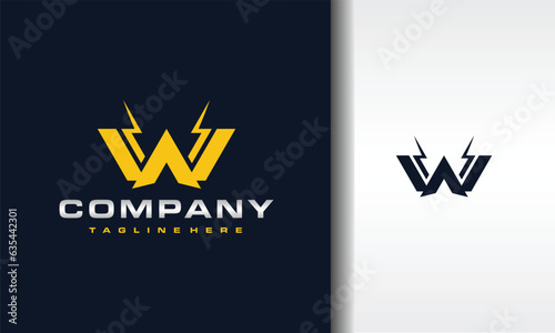 letter W thunder yellow logo