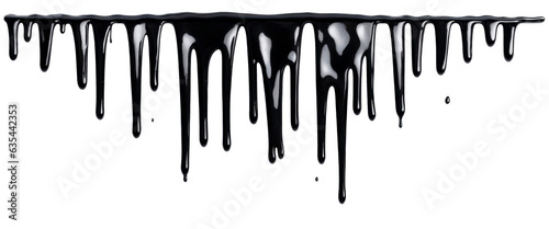 Black paint drips border isolated on a transparent background. AI Generative