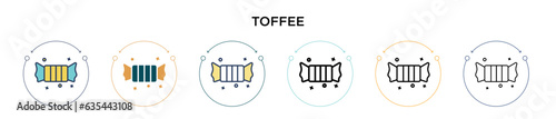 Toffee icon in filled, thin line, outline and stroke style. Vector illustration of two colored and black toffee vector icons designs can be used for mobile, ui, web