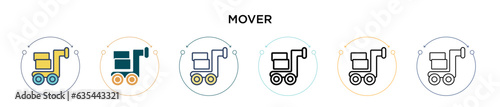 Mover icon in filled, thin line, outline and stroke style. Vector illustration of two colored and black mover vector icons designs can be used for mobile, ui, web