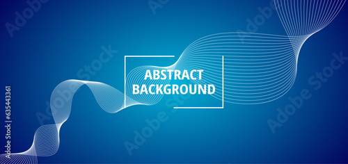 Abstract background with volumetric spiral line isolated on blue background. Gradient decoration element design. Template for social media, business, greetings. Vector illustration. Place for text. 