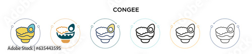 Congee icon in filled, thin line, outline and stroke style. Vector illustration of two colored and black congee vector icons designs can be used for mobile, ui, web