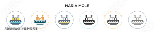 Maria mole icon in filled, thin line, outline and stroke style. Vector illustration of two colored and black maria mole vector icons designs can be used for mobile, ui, web