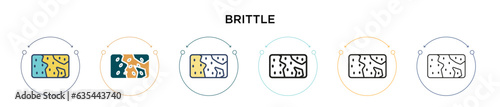 Brittle icon in filled, thin line, outline and stroke style. Vector illustration of two colored and black brittle vector icons designs can be used for mobile, ui, web