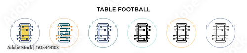 Table football icon in filled, thin line, outline and stroke style. Vector illustration of two colored and black table football vector icons designs can be used for mobile, ui, web