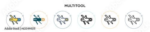 Multitool icon in filled, thin line, outline and stroke style. Vector illustration of two colored and black multitool vector icons designs can be used for mobile, ui, web