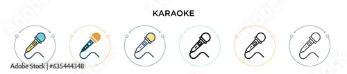Karaoke icon in filled, thin line, outline and stroke style. Vector illustration of two colored and black karaoke vector icons designs can be used for mobile, ui, web