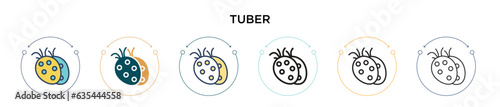 Tuber icon in filled, thin line, outline and stroke style. Vector illustration of two colored and black tuber vector icons designs can be used for mobile, ui, web